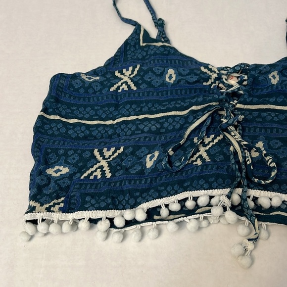RAGA CROP TANK BLUE & WHITE BOHEMIAN SIZE LARGE - Picture 2 of 12